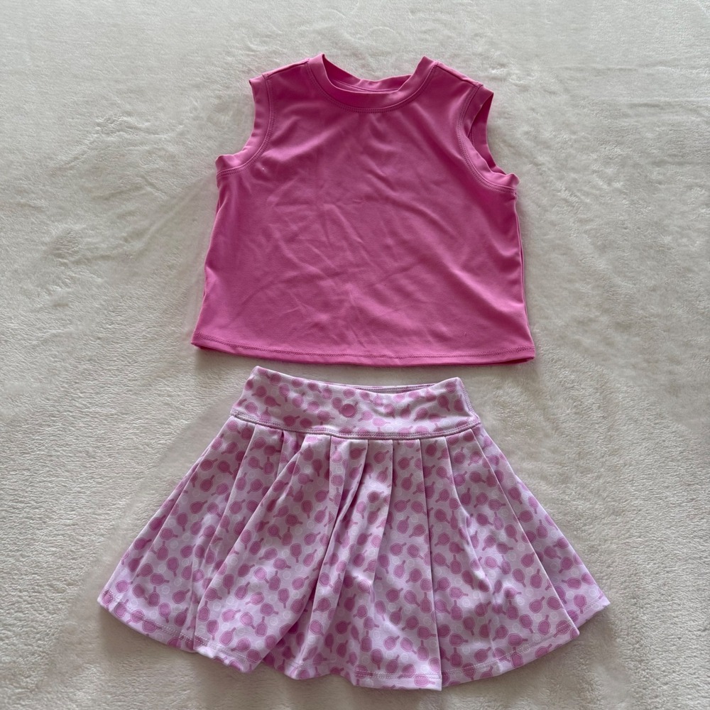 Yogalicious‎ Girls Pink Tennis Skort Set Size 4 Athletic Activewear Outfit
